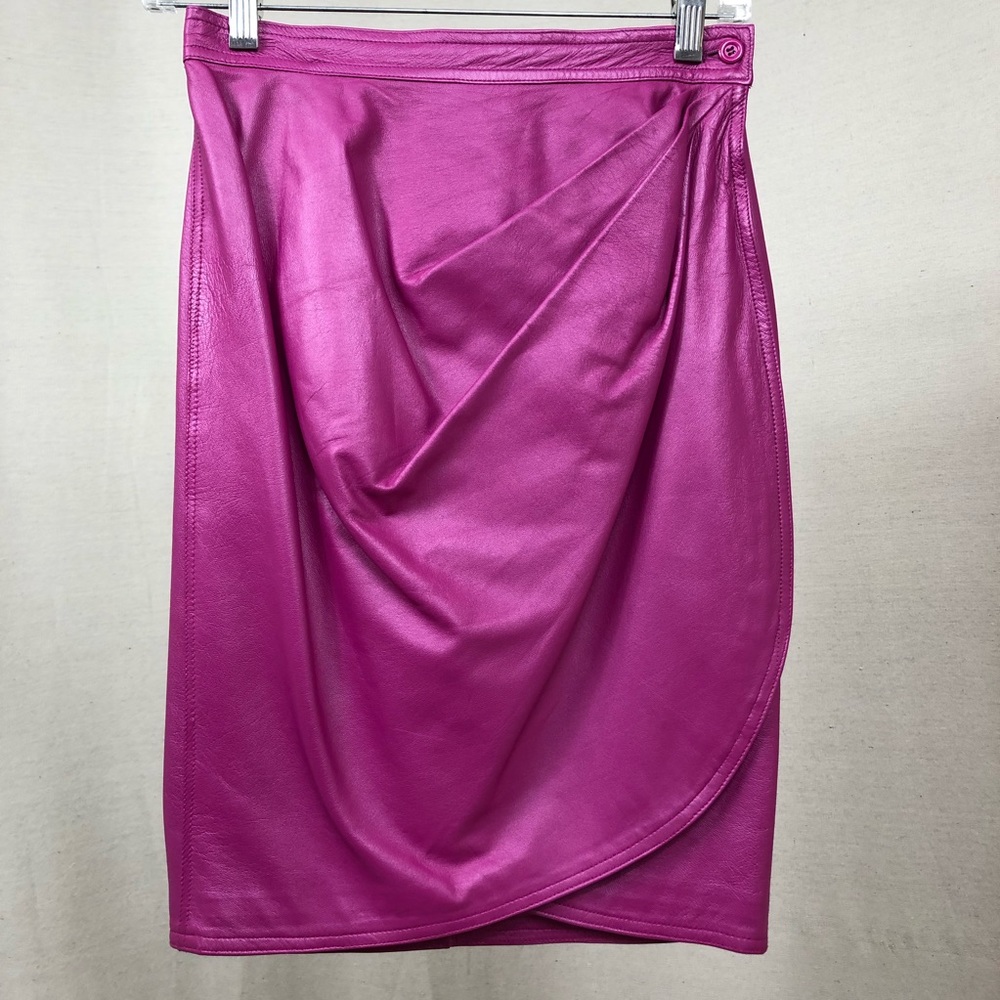Ungaro Parallele Paris Vintage Leather Wrap Skirt